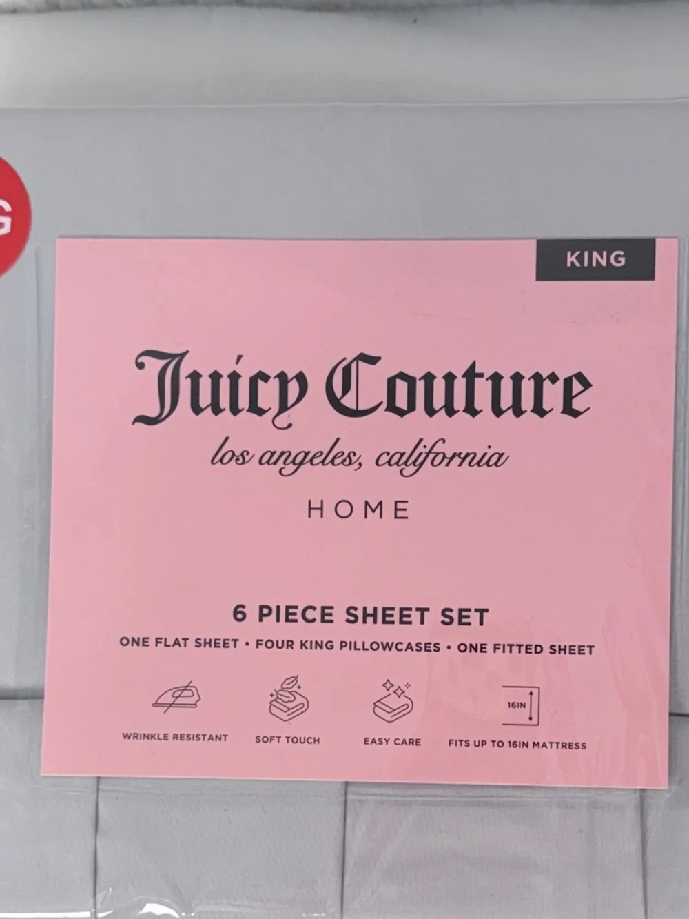 Juicy Couture Home King 6 Piece Gray Sheet Set New Bedding Sheets gray sheets